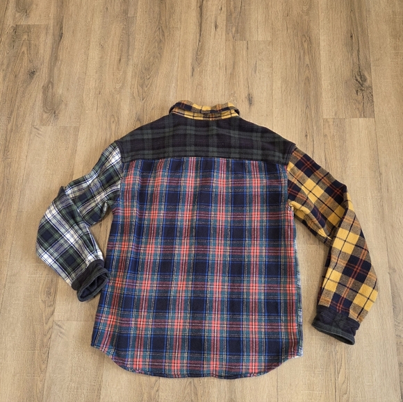 American Eagle Shirt Mens SM Womens Med Patchwork Plaid Heavy  Flannel Lumberjac - Picture 3 of 9